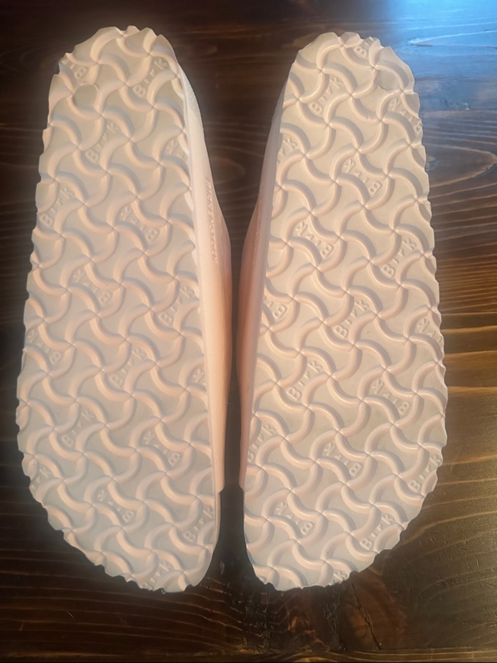 Birkenstock Two-Strap Slides in Pale Pink with Rose-Gold Buckles - Picture 5 of 6